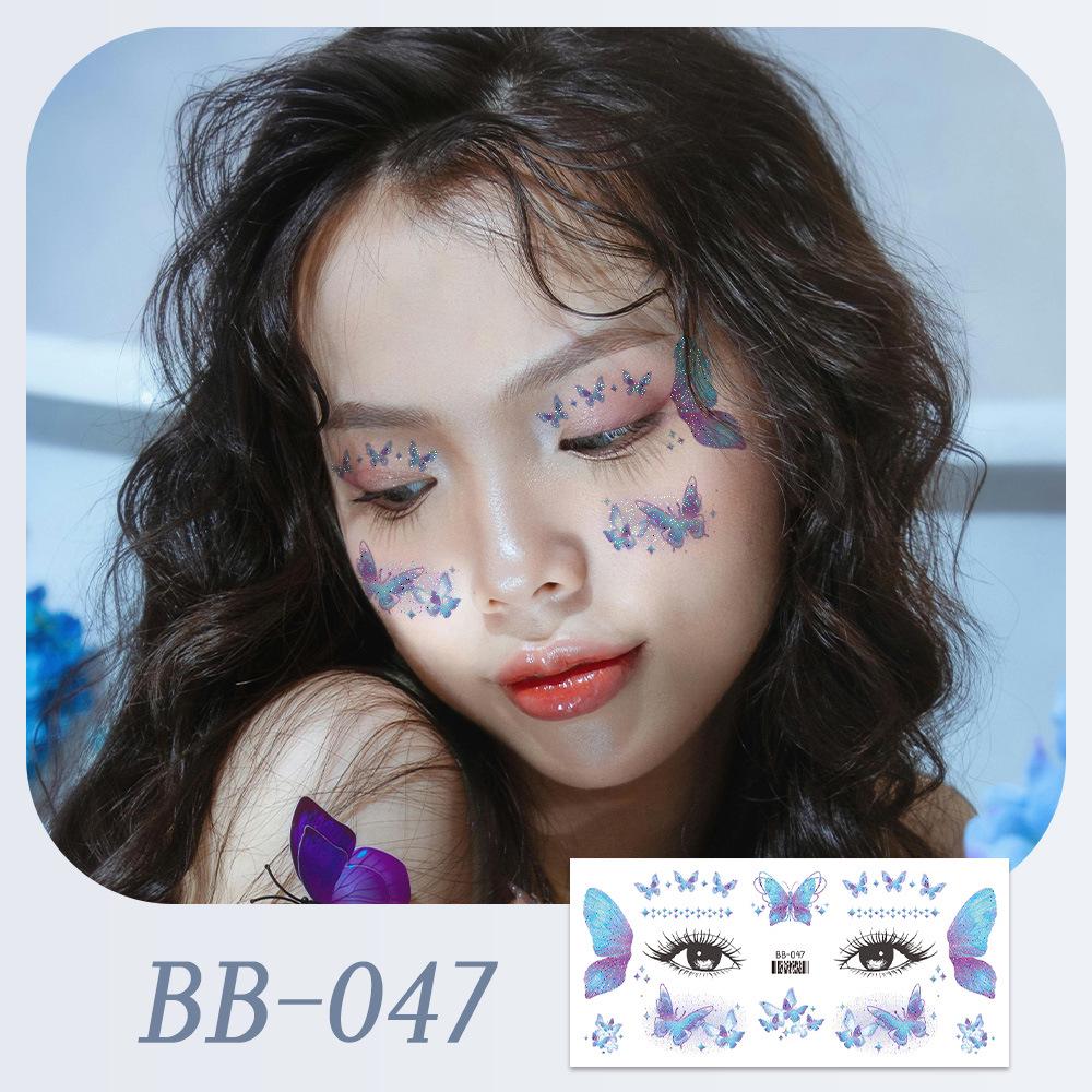Waterproof Butterfly Glitter Face Tattoo Stickers for Festival Dance Parties