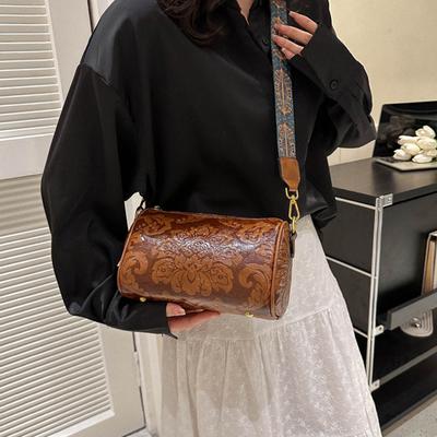 Große Kapazität Umhängetasche im Ethno-Stil Damenmode Umhängetasche Retro Vielseitiger breiter Schultergurt Boston Tote Bag Hobo Bag