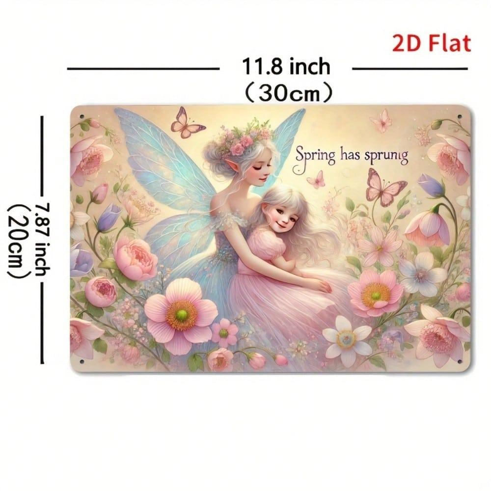 Feen Schmetterling Floral Metall Wandkunst 11,8x7,87 Zoll Lebendiges Böhmisches Dekor