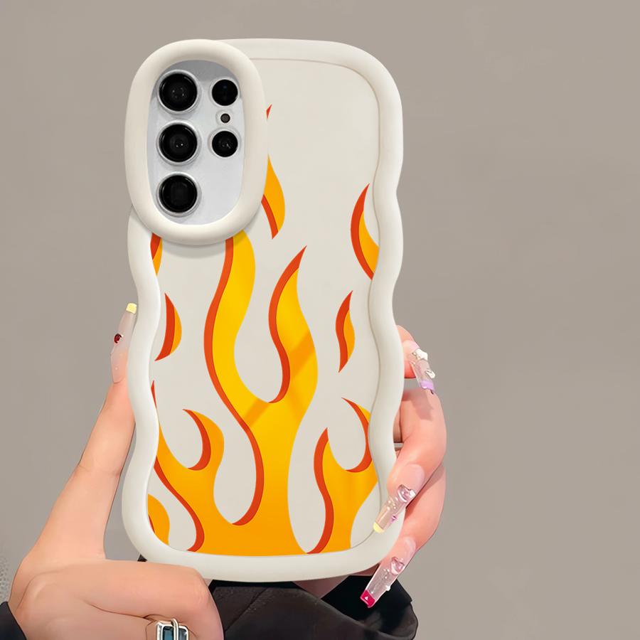 Case for Samsung Galaxy S23 Plus S21 S22 Ultra S20 FE A26 S24 A25 S25 Soft Phone Cover A54 A55 A24 A36 A35 A34 Creative Flame