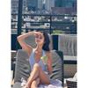 Women's 2 Piece Vintage Gingham Plaid Halter Bikini Set High Waisted Boy Short Tummy Control Cute Swimwear