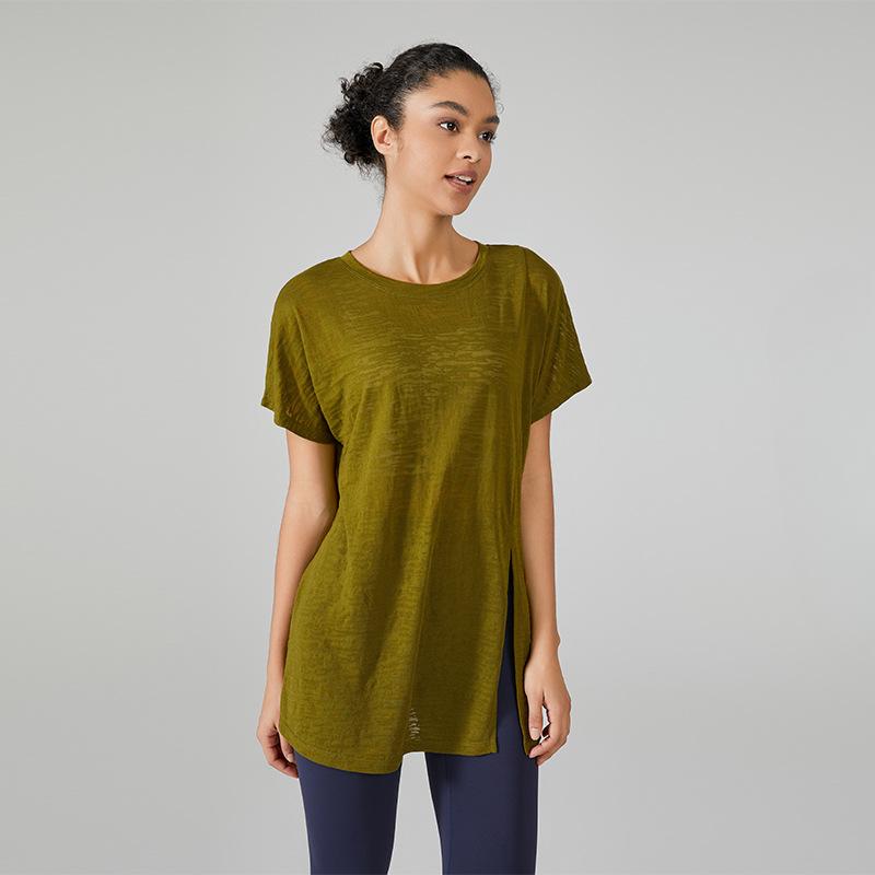 Damen Lockerer Hoodie Sportoberteile Yoga-Kleidung Schnelltrocknendes Lauf-Kurzarm-T-Shirt Fitnesskleidung