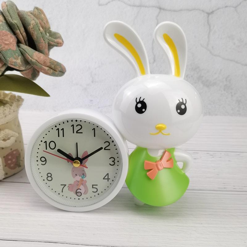 Cute children's alarm clock mute bedroom bedside clock cute rabbit student cartoon clock home clock DC030