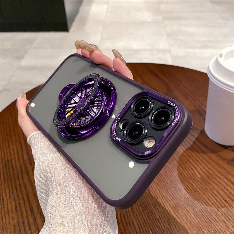 Metal Lens Is Suitable for Apple 15 Mobile Phone Case, Transparent IPhone16 Gyro Magnetic Suction Bracket 14promax Hard Case.