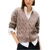 Tommy Hilfiger Classic V-Neck Cable Knit Casual Commuter Fashion Loose Sweater Women sweater Light-Brown XW05955-201/GU4