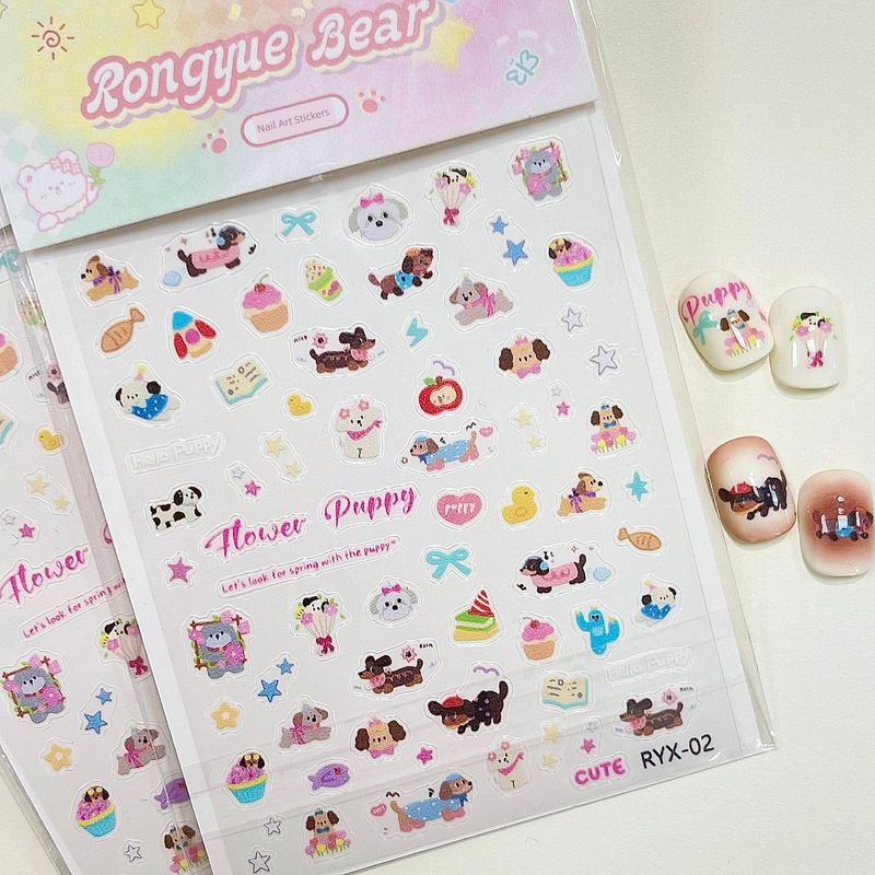 

Rong Yue Xiong Rongyuebear Nail Stickers Relief Three-Dimensional Sausage Dog Stickers Cute Cartoon Nail Stickers Dachshund Dog Sticker