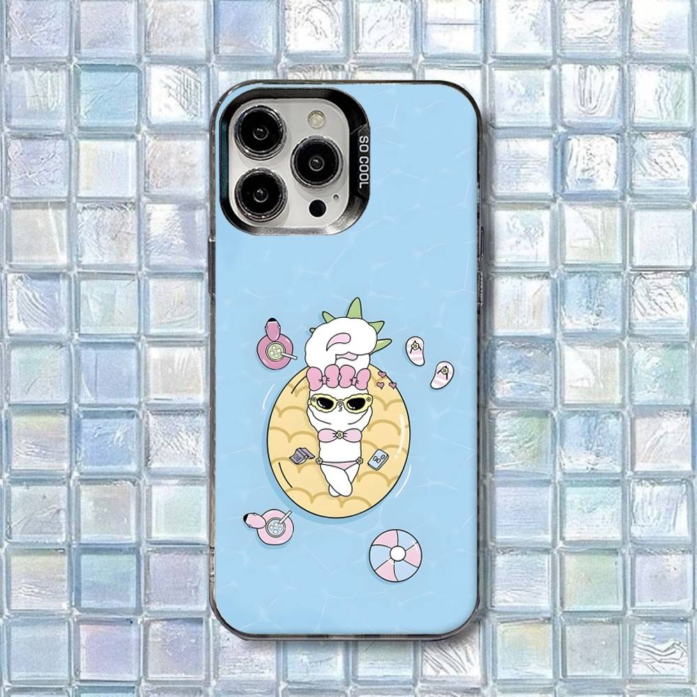 Esther Bunny Cute Phone Case For iPhone 17,16,15,14,13,12,11,Air,X,XR,Pro,Max,Plus IMD Silver Shell