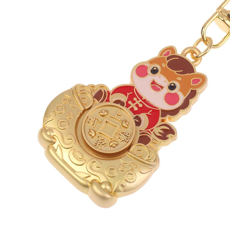 2026 Year Of Chinese Zodiac Horse Lucky Pendant Keychain Zinc Alloy Feng Shui Wealth Key Ring Women Men Bag Pendant