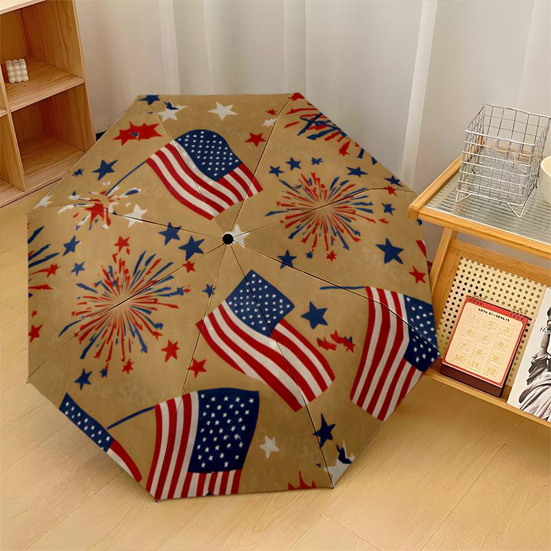 American Flag Fashionable Automatic Opening/Closing Folding Umbrella. Portable and Foldable, Ideal for Gift, Travel, and Daily Use