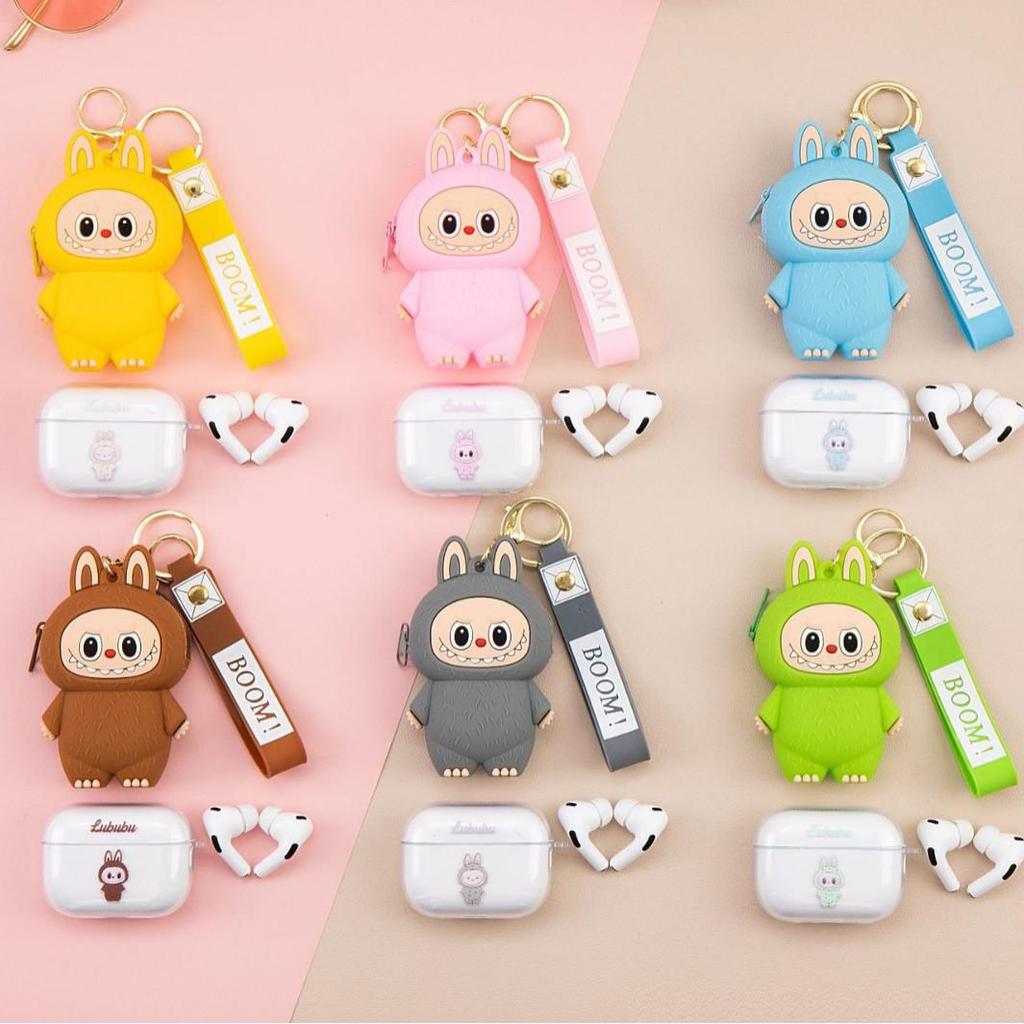 TWS-K84A Wireless Bluetooth Earphones with Cartoon Mini Coin Purse and Colorful Silicone Keychain Pendant
