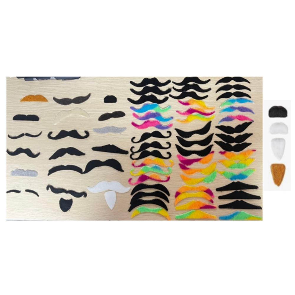 48pcs Halloween Fake Beard Costume Accessories, Simulation Mustache & Sideburns, Party Cosplay Photo Props