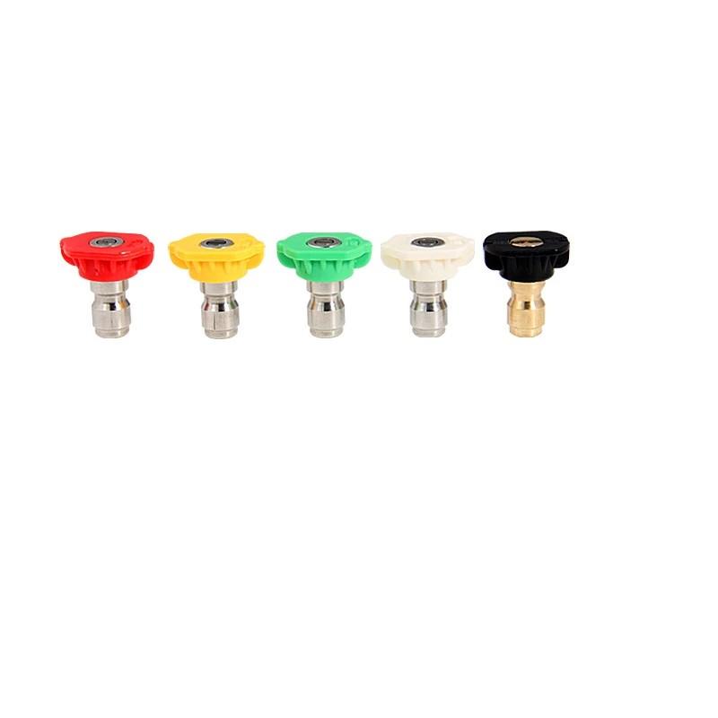 

High Pressure Washer Tips Set With Nozzle Holder 5 Nozzle Tips 1/4 Inch Quick Connect 4000 PSI 7 Holes Holder for Pressure Gun