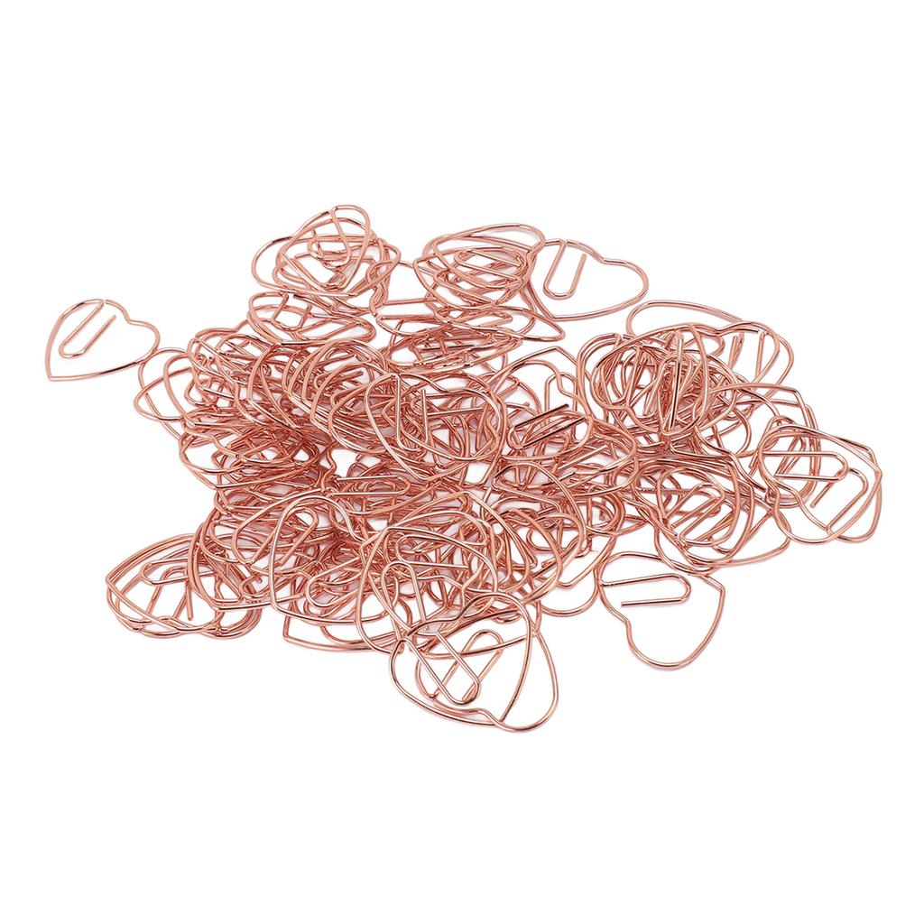 100Pcs Heart Shaped Paper Clips Iron Decorative Paperclips Set with Transparent Box for   School Household