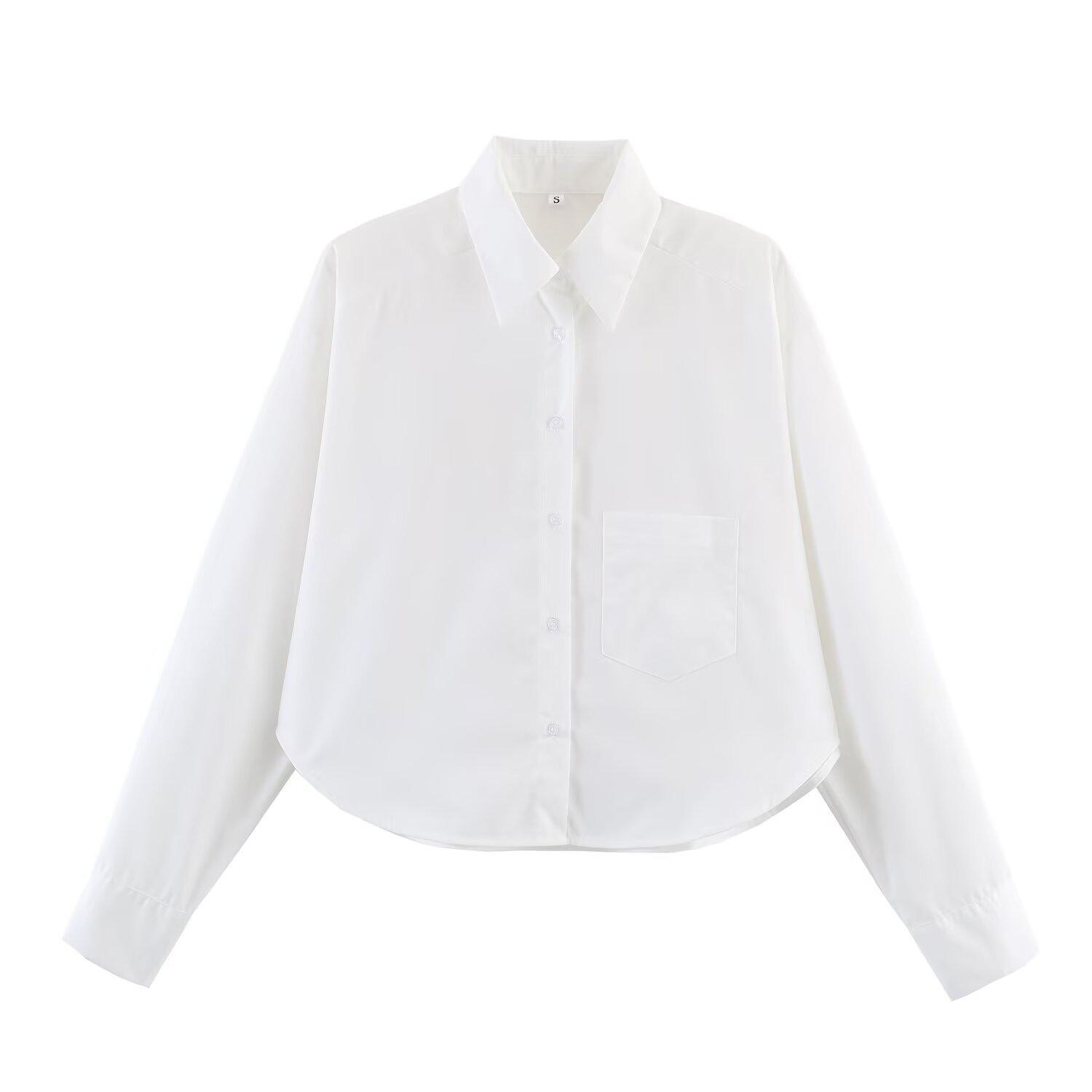 European and American style, new women s clothing, fashionable 2026 spring new poplin shirt 1323521 S белый