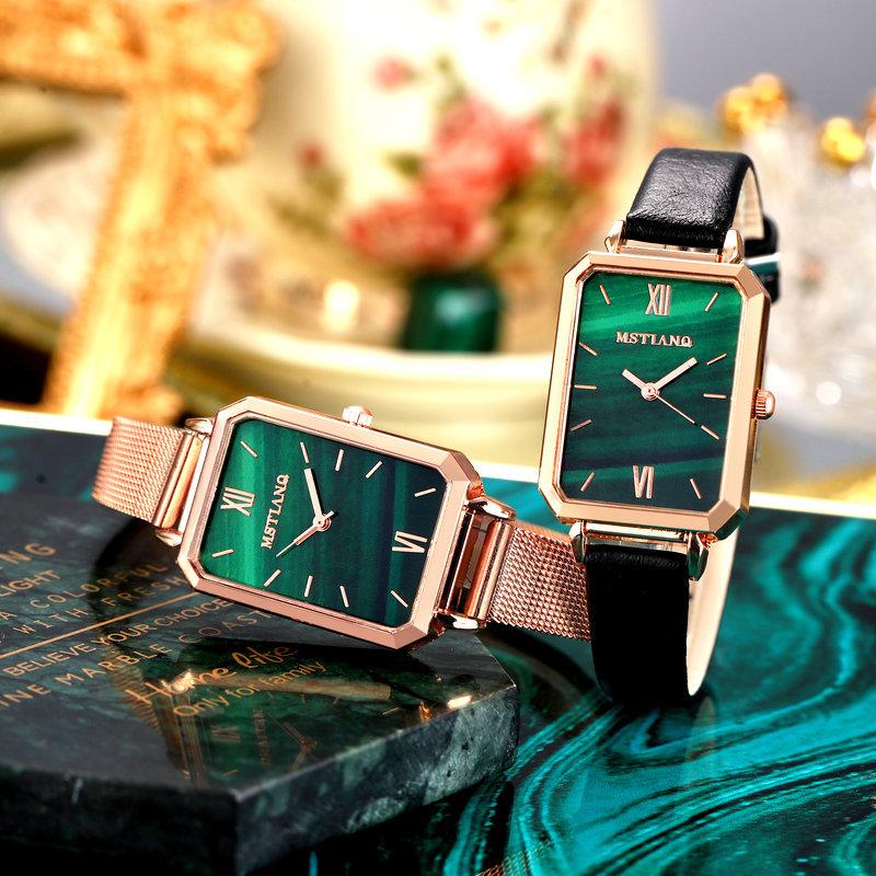 Dai Lanfu Women's Light/Green Bk19 Casual And Fashionable Watch, Luxury Retro Peacock Dial Quartz Watches,Simple Clock Gift Watches For Woman