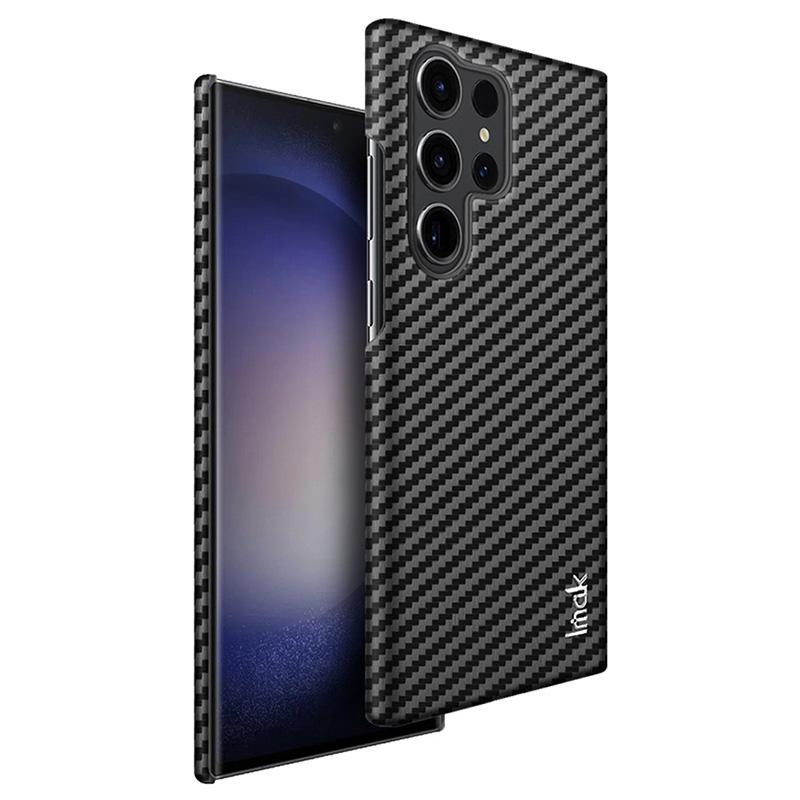 

IMAK Ruiyi Series for Samsung Galaxy S23 Ultra Carbon Fiber Texture Phone Case PU Leather Coated PC Slim Fit Cover A