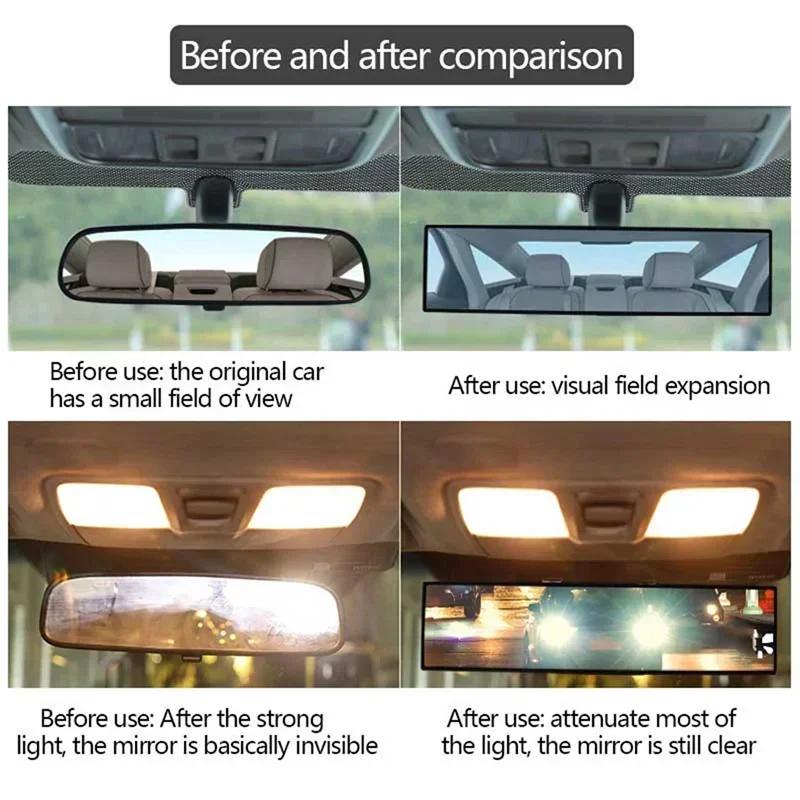 Universal Panoramic Car Interior Mirrors Rear View Mirror Wide Angle Rear View Mirror with Clip On Installation Rearview Mirror