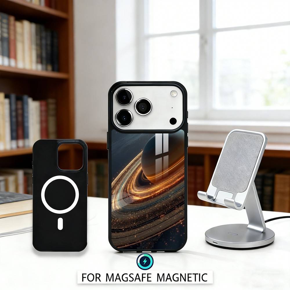 S-Saturn S-Solar System Phone Case For iPhone17,16,15,14,13,12,Pro,Max,Magnetic For Magsafe Wireless Charging