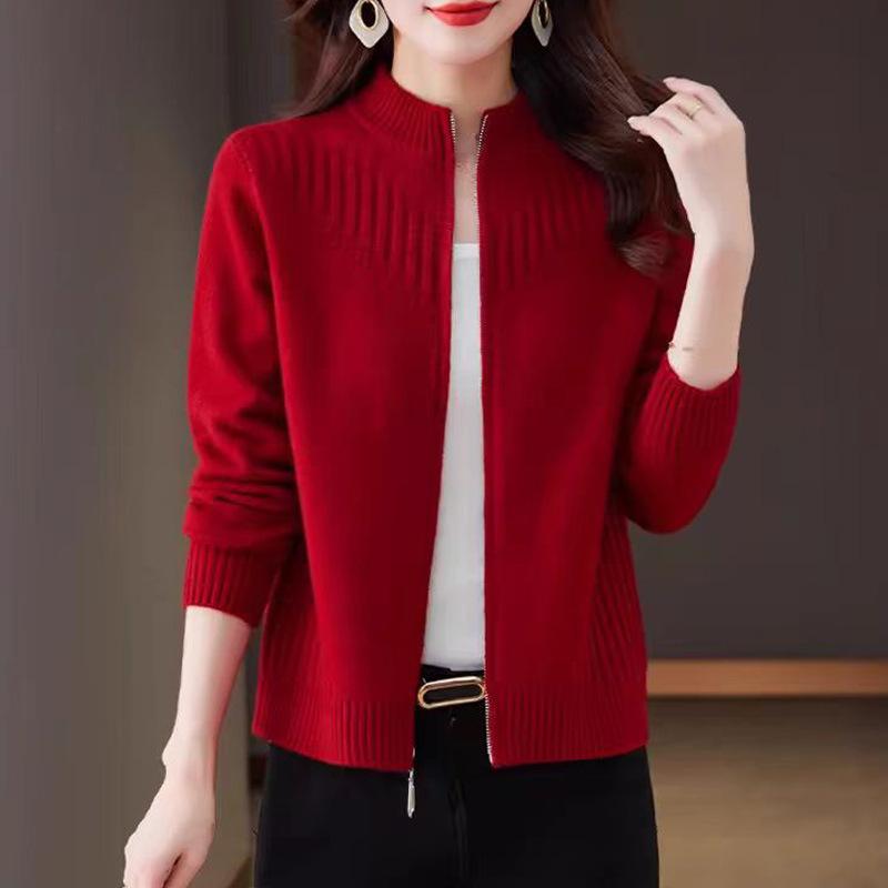 

Куртка-свитер на молнии для женщин весна-осень-зима, универсальный вязаный кардиган для женщин 2XL