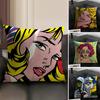 R-Roy L-Lichtenstein Pop Cushion Cover Natural Linen Organic Fabric Double-Sided Printing Sofa Home Decor Gift Pillow Case