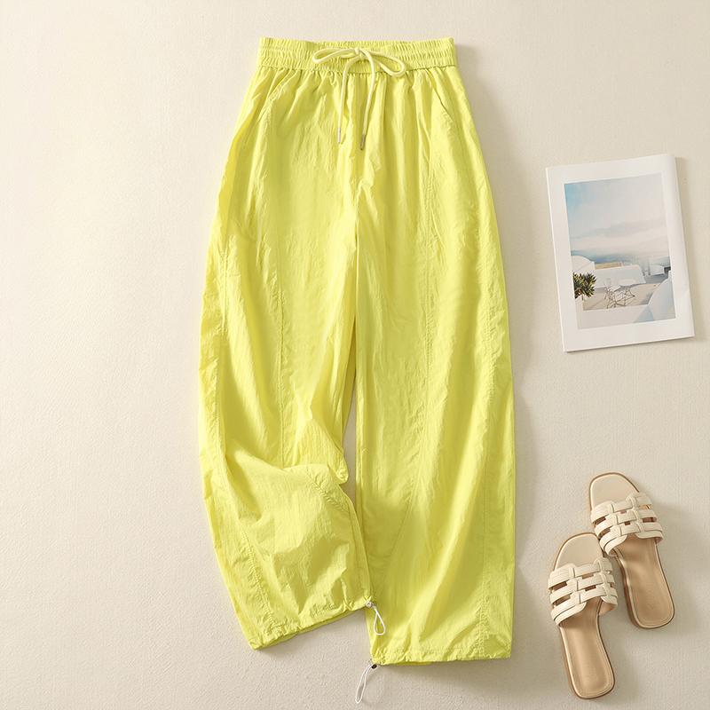 

DIMANAF 2025 Summer Plus Size Pants Women Elastic Casual Harem Pants High Waist Basic Trousers Loose Wide Leg Pants 2XL жёлтый