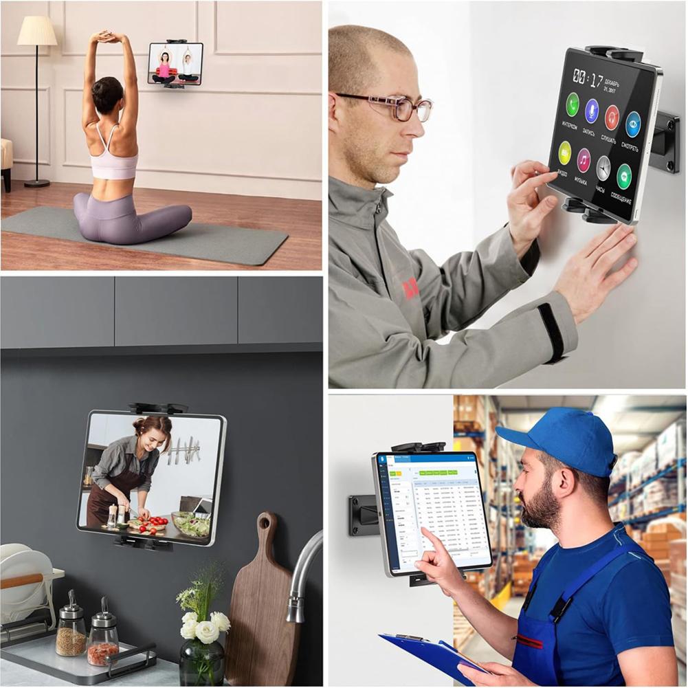 Wall Mounted Phone Stand 360 Degree Rotation Adjustable Phone Holder Hands-Free Stabilization Bracket for 4.7-7.2 Inch Phones