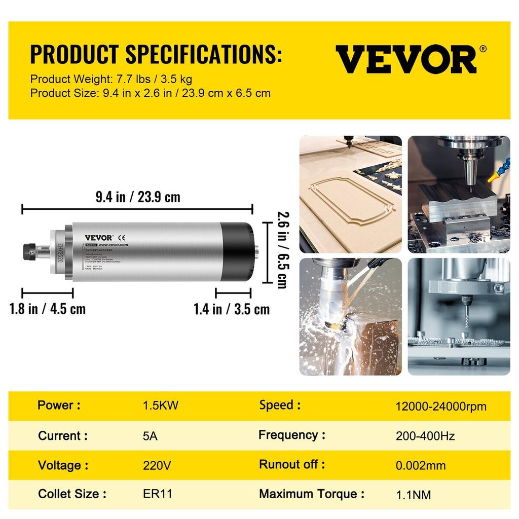 1,5 kW 220 V Vzduchem chlazený vřetenový motor CNC vřetenový motor s vzduchovým chlazením pro CNC gravírovací frézku