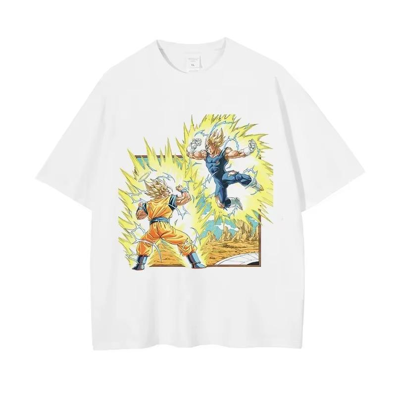 Unisexs Tshirt Japanese Anime Dragon Ball Print Tshirt Harley Cooku Cotton Tshirt Pop Street Style Shortsleeved Top White