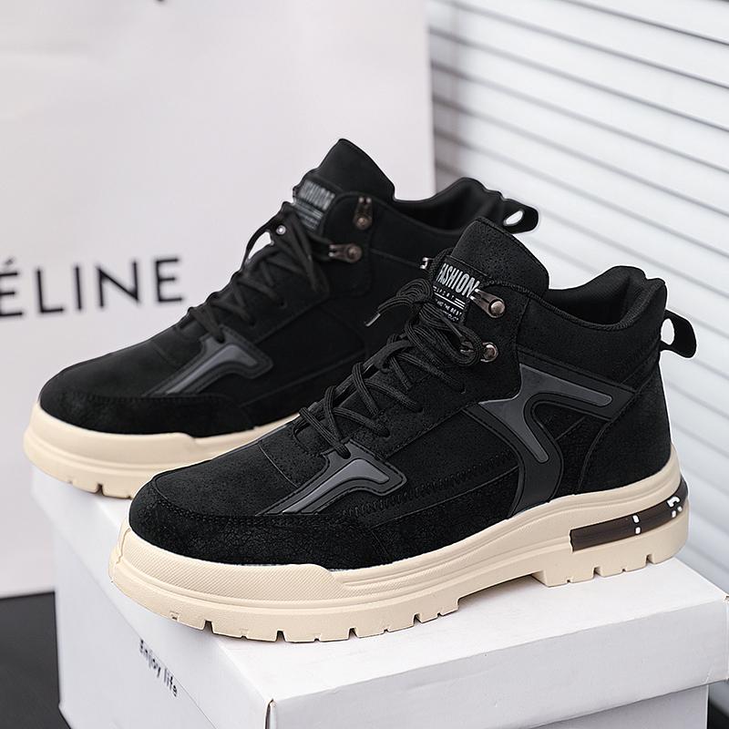 

Модные короткие ботинки на толстой подошве, универсальные, модные, мужские рабочие ботинки, повседневные, спортивные, в британском стиле, на платформе 45 чёрный