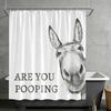Funny Donkey Shower Curtain Waterproof Bathroom Curtain Are You Pooping Donkey Curtain Shower Drape Liner with Hooks for Farmhouse Dorm Bathtub