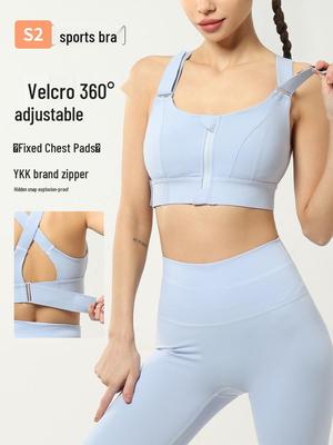 Plus Size High-Impact Sports Zipper Bra for Women - Shockproof Support for Yoga & Running