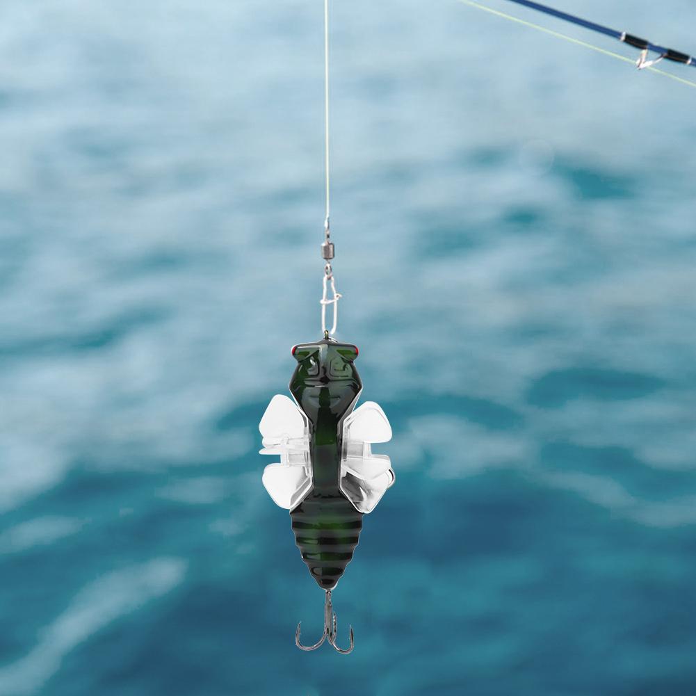 Hard Fish Lure Bionic Cicada Shape Fishing Bait with Rotating Spins Propeller Treble Hook