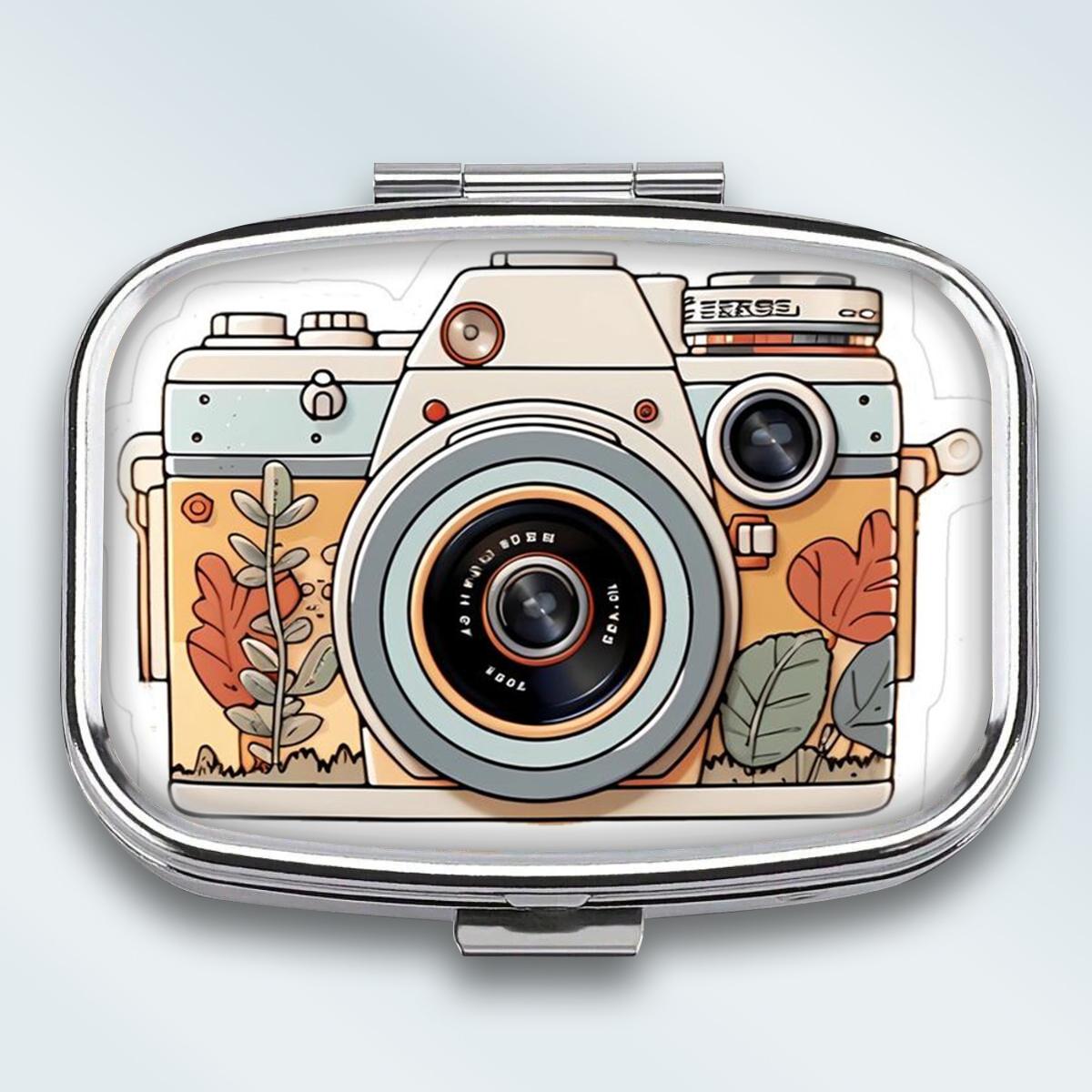 

Portable Pill Box with 2 Compartments, Mini Metal Medicine Organizer Case, Cute Printed Pill Container for Vitamins, Pills, Jewelry, Travel, Daily Use різнокольоровий