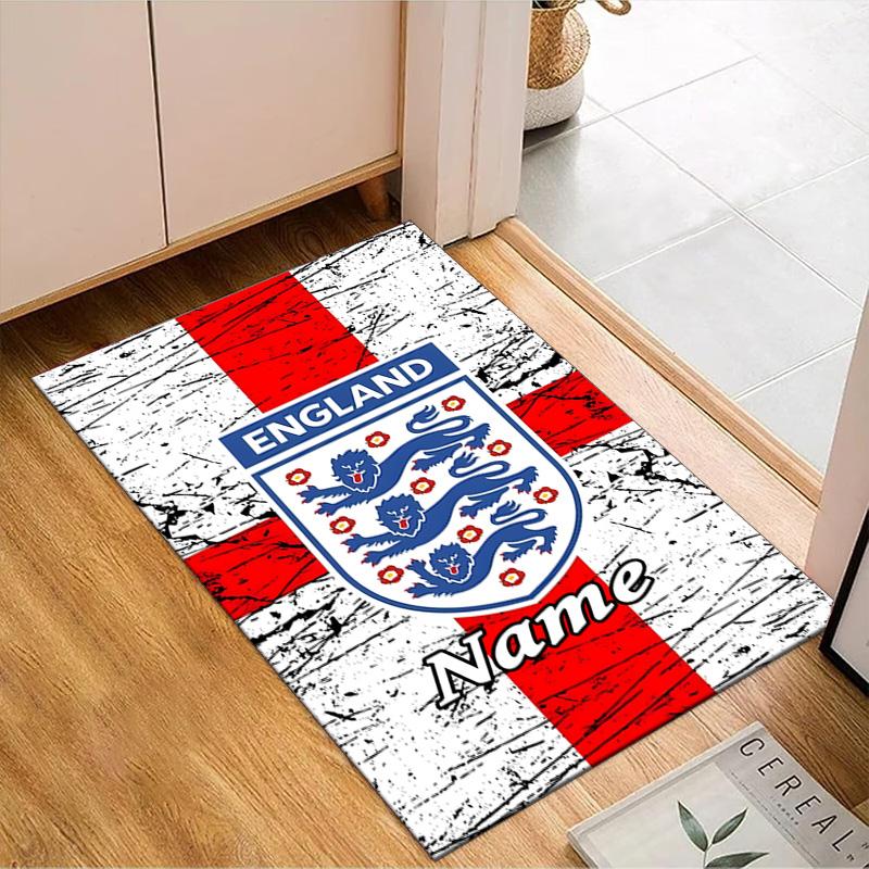 Custom Name England Heritage Crest Rug Game Carpet, Floor Mat for Bedroom Living Room Entryway Rug, Home Decor Idea Gift for Christmas birthday