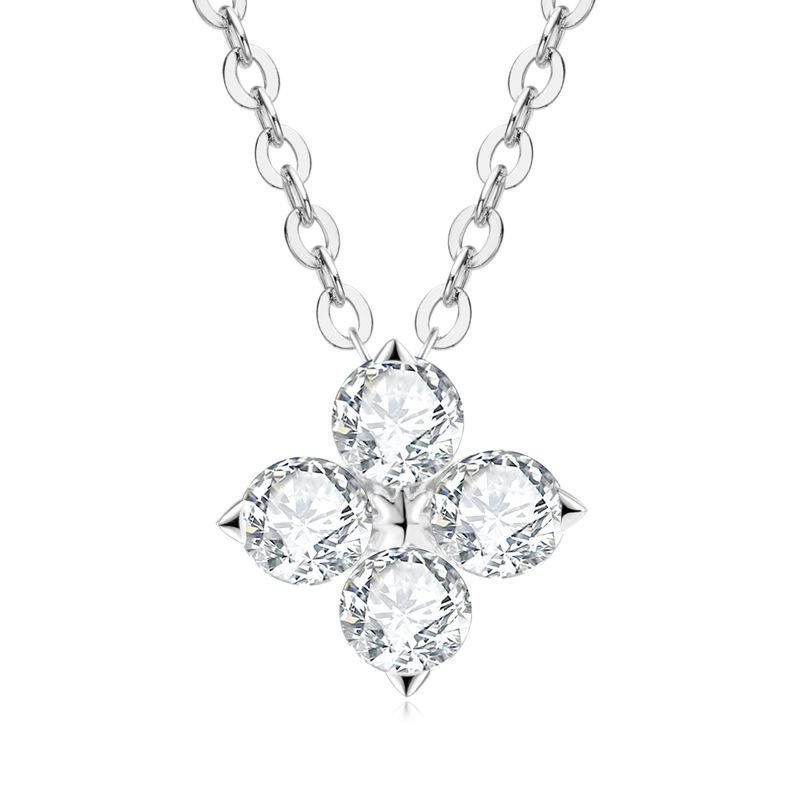 

3mm 925 Sterling Silver Clover Moissanite Necklace D VVS1 High Grade Exquisite Fashion Jewelry 3mm белый