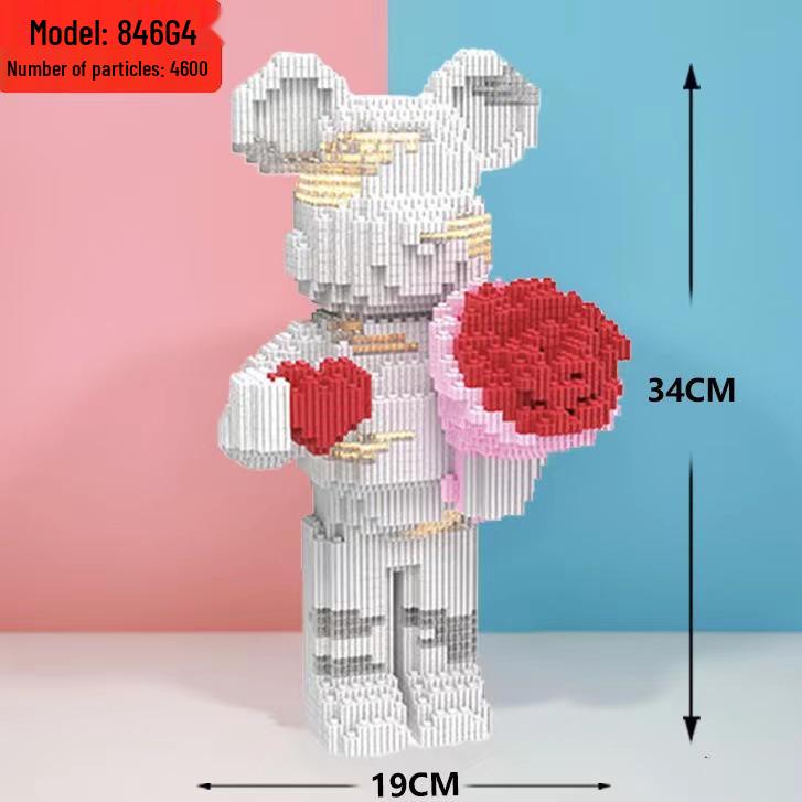 Girls' Compatible Lego: Violent Bear Building Block Series - Educational Micro-Block Interlocking Toys & Gifts