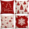 New Snowflake Pattern Element Red Festive Warm Atmosphere Christmas Decoration Home Party Sofa Cushion