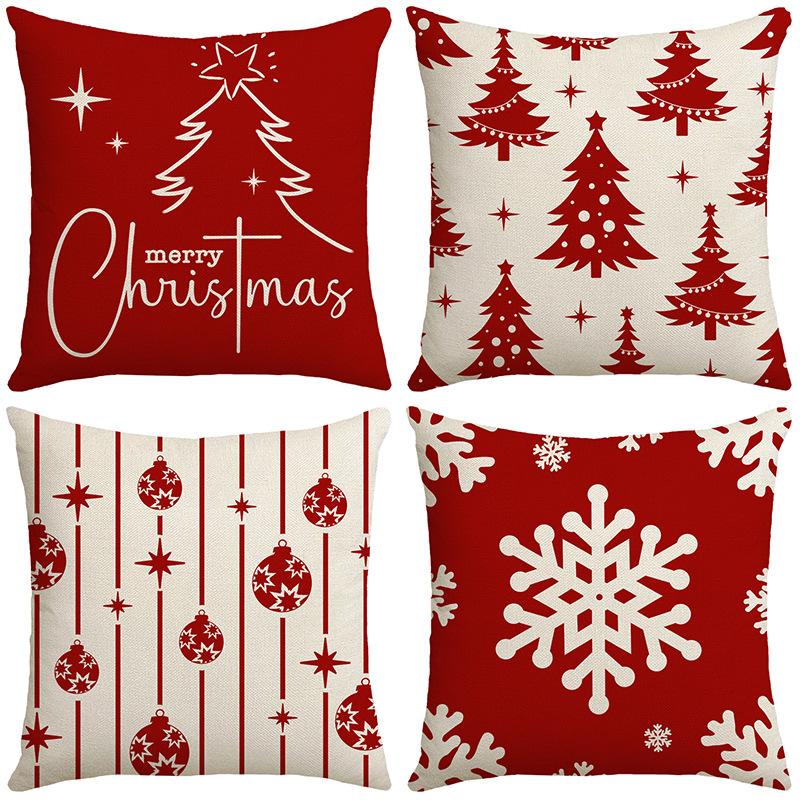 New Snowflake Pattern Element Red Festive Warm Atmosphere Christmas Decoration Home Party Sofa Cushion