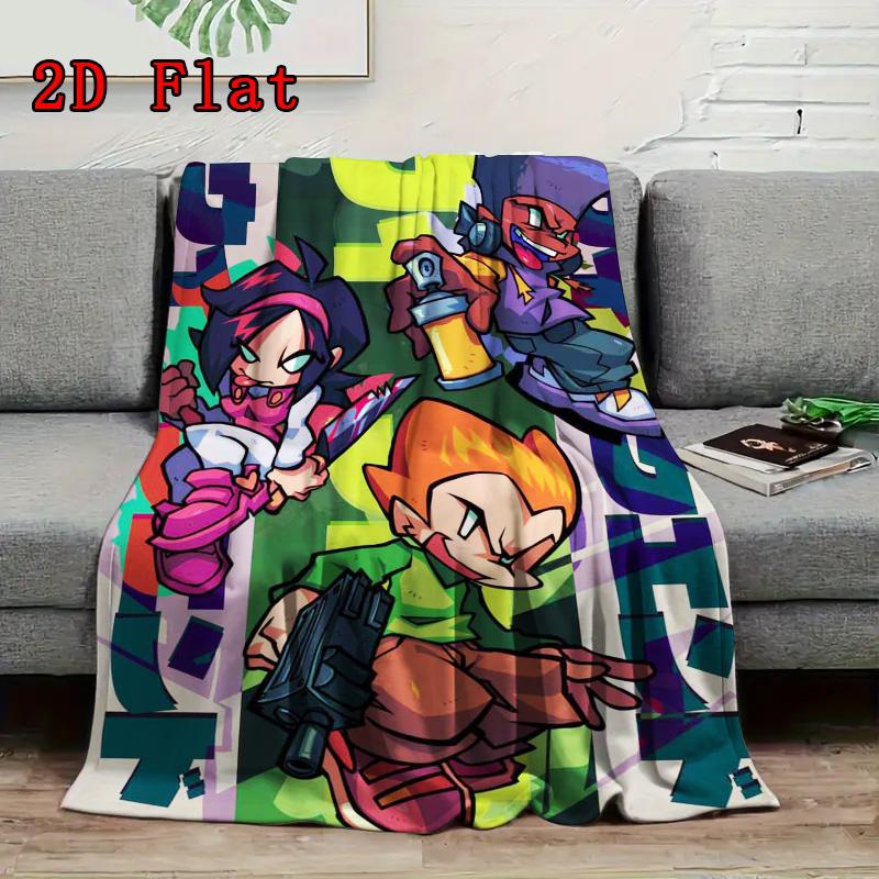 Friday Night Funkin 2D Flat Pattern Flannel Blanket High quality All Seasons Warmth and Comfort Perfect for Christmas Gifts.DMT0925423