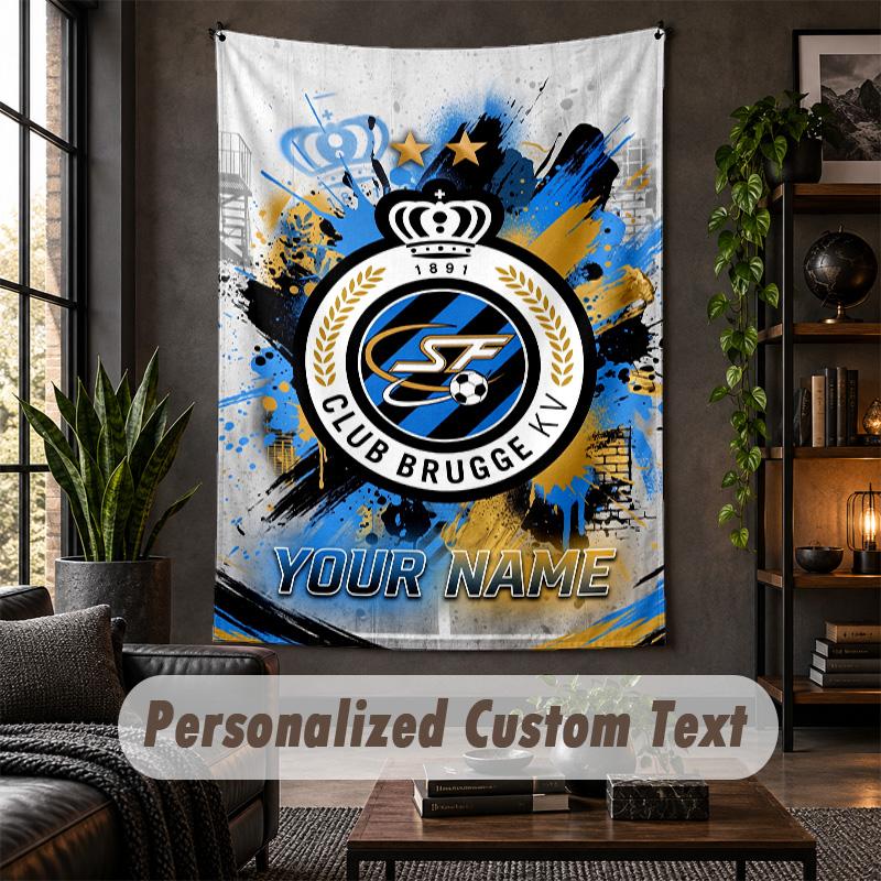 Wall Tapestry Club Brugge FC Print Custom Name Text Wall Hanging Home Decor