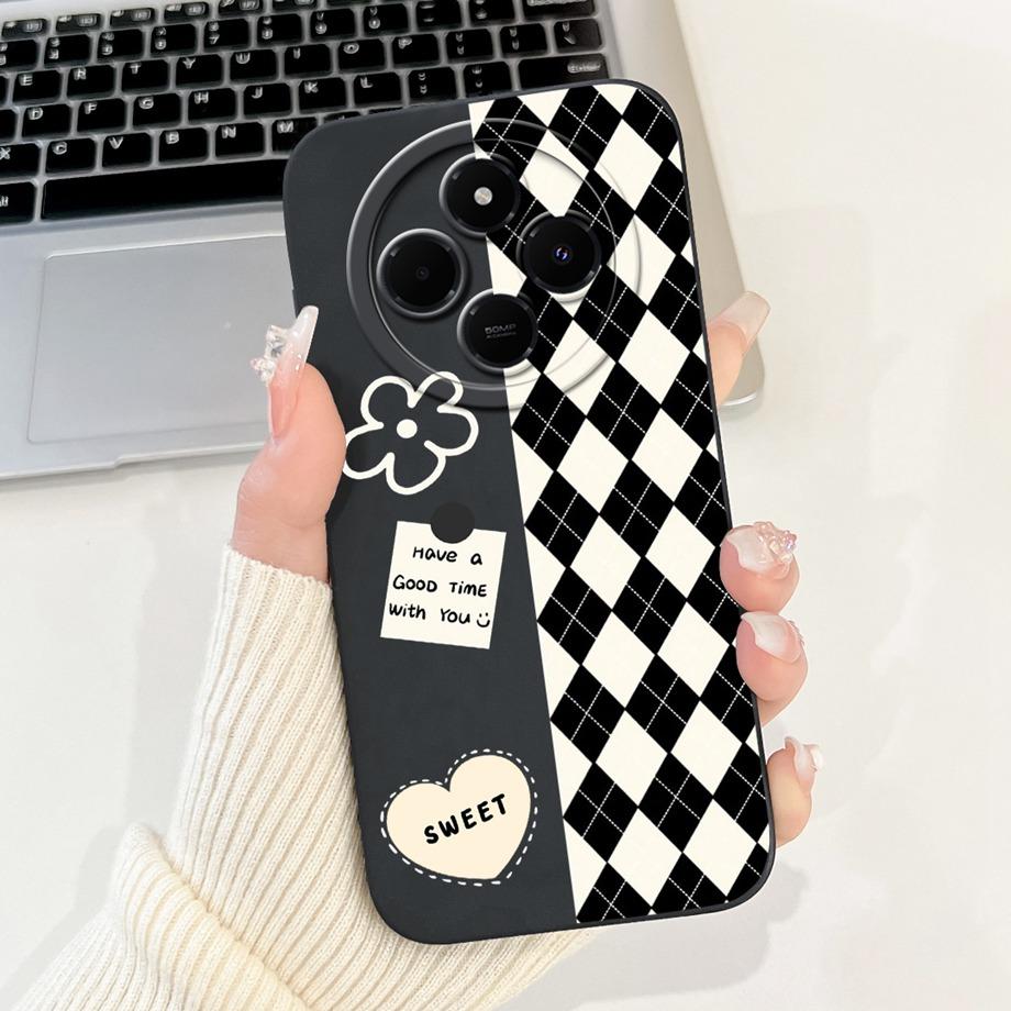 For Xiaomi Redmi 14c / Mi 14 Pro 14t Pro Case Liquid Silicone Soft TPU Back Cover Redmi14c Phone Funda Gothic Black Night Bumper
