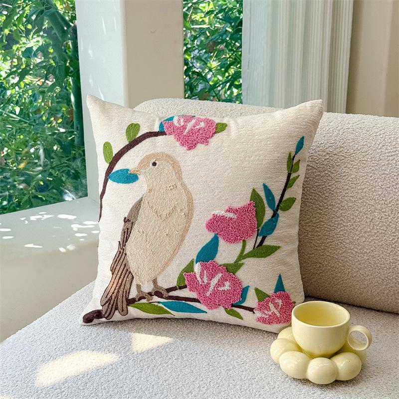 Simple Flower Chenille Towel Embroidery Sofa Pillowcase Cojines Polyester Decor Home Throw Cushion Cover Headboard Pillowcases