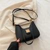 Simple Solid Color Gold Buckle Decoration Women Casual Shoulder Bag For Daily