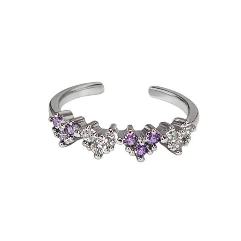 Elegant Purple Diamond Ring: Women's Cool, Simple, Light Luxury Index Finger Jewelry in Cold Style