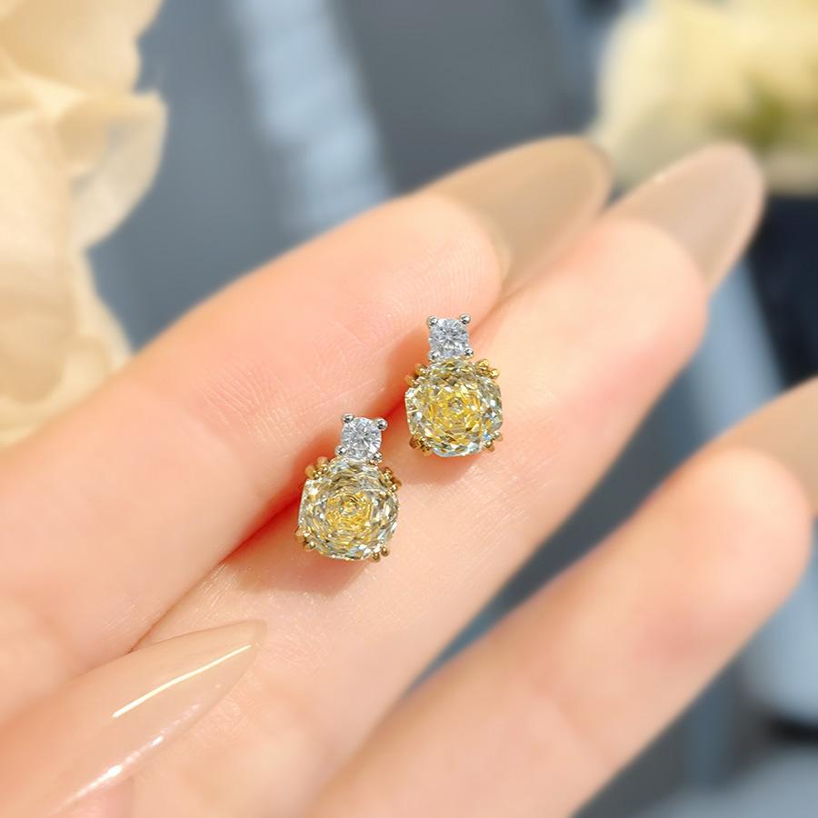 Fashion Light Luxury Star Anise Rose Cut Pendant Necklace Colorful Pink Diamond Ring Chinese Red Stud Earrings Colorful Treasure Set Women