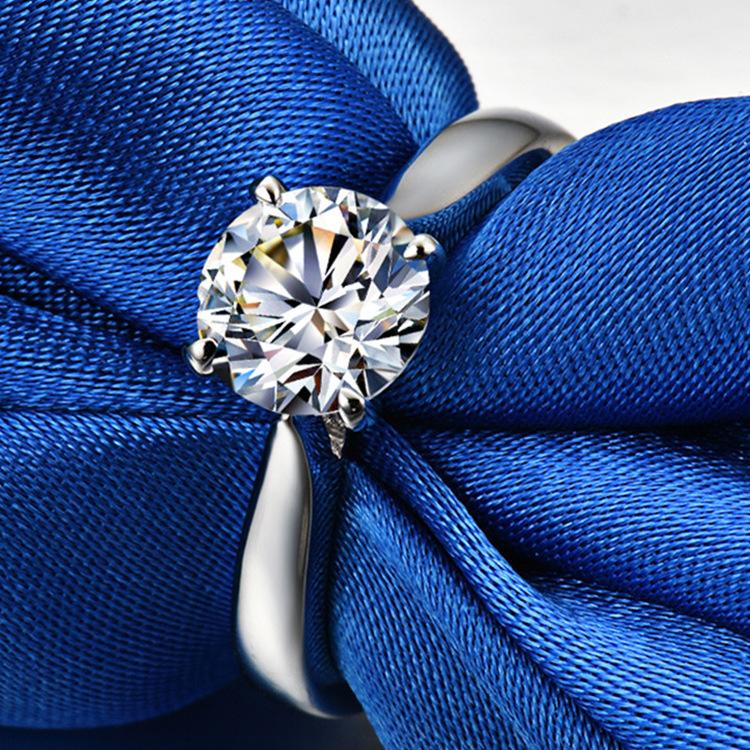 Women s 1 Carat Moissanite Ring, PT950 Platinum, Simple Four-Prong Setting, Brilliant Sparkle & Timeless Design 4.75