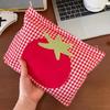 1Pcs Portable Handheld Toiletry Pouch Cute Large Capacity Red Grid Tomato Makeup Bag Minimalist Versatile Cosmetic Organizer
