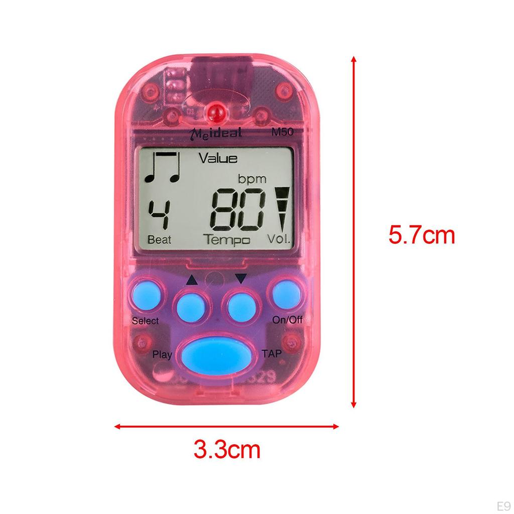 Mini Digital Metronome Beat Tap Volume Adjustable Lightweight Durable Portable Clip On for Drum