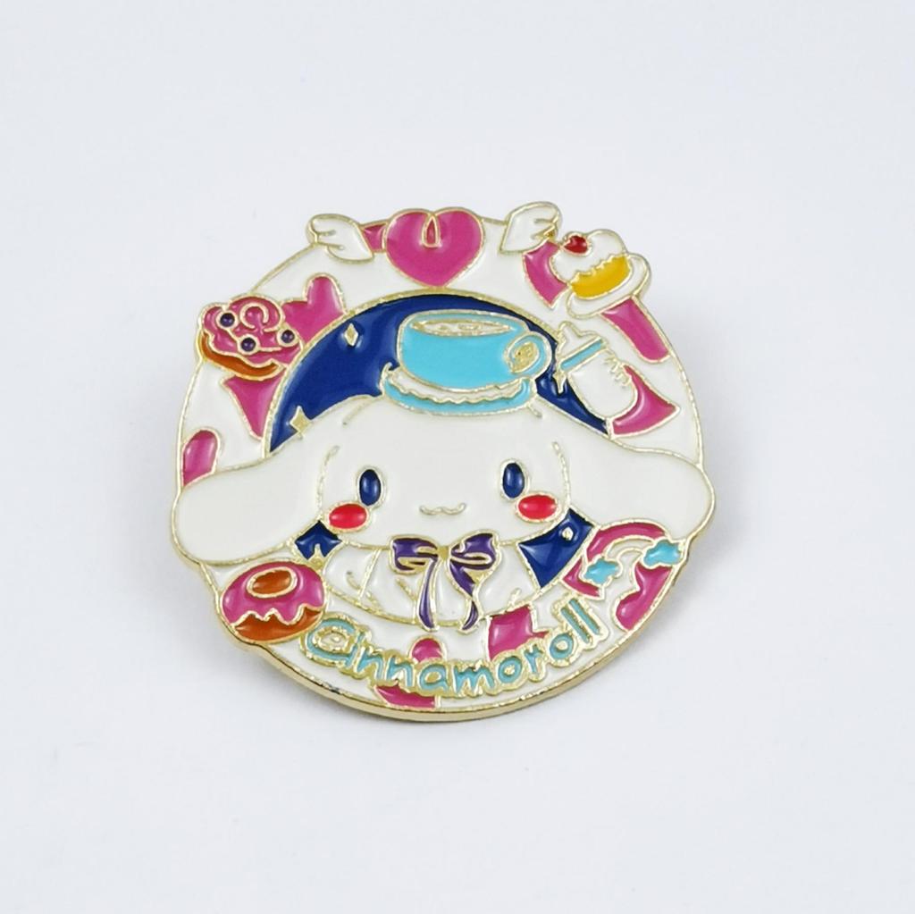 Kuromi & Cinnamoroll Cartoon Character Brooch - Cute Metal Badge with Oil Drop Design