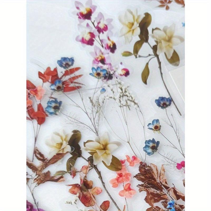 40sheets/Pack Vintage Flower Plants Notebook Decorative Stickers PET Decorative Stickers For Scrapbooking Label Diary Stationery Album Telephone